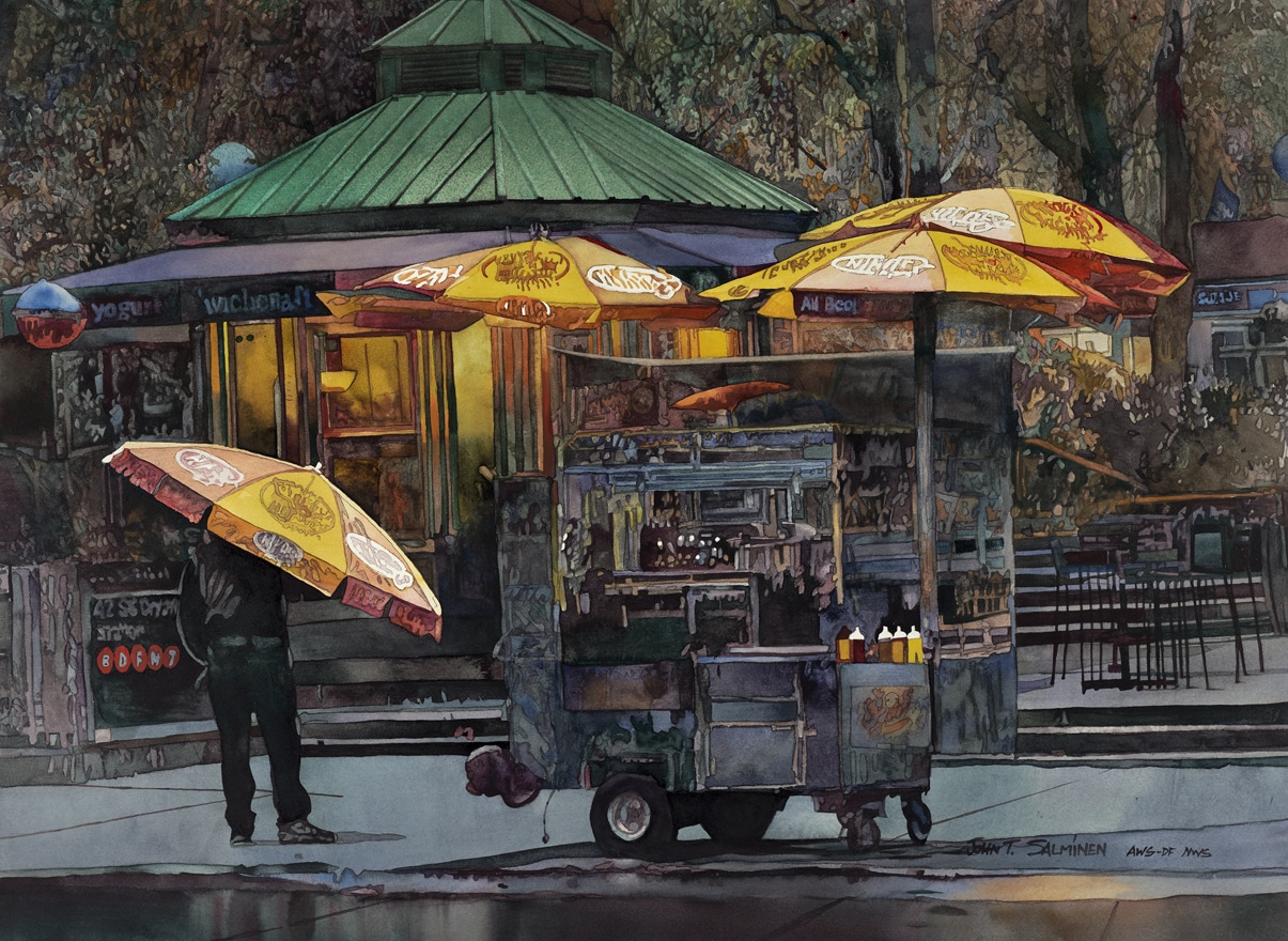 John Salminen watercolor painting cityscape