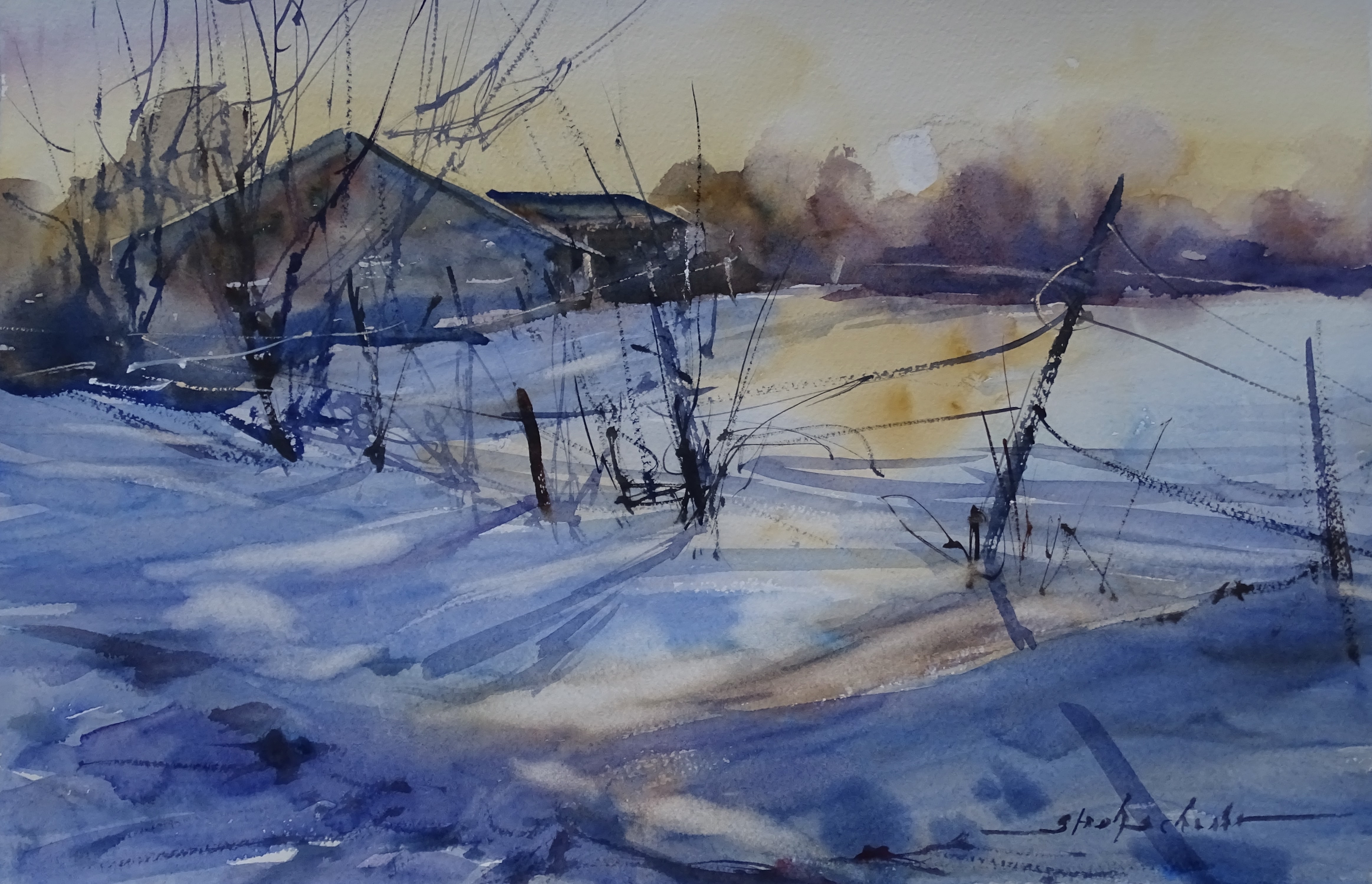watercolor snow painting