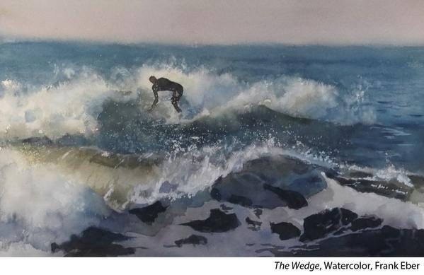 watercolor painting of surfer