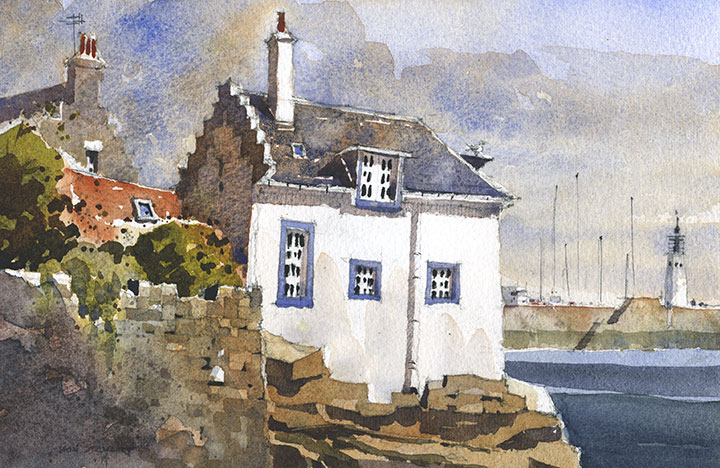 Watercolor landscape painting by Iain Stewart