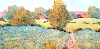 watercolor landscape of field