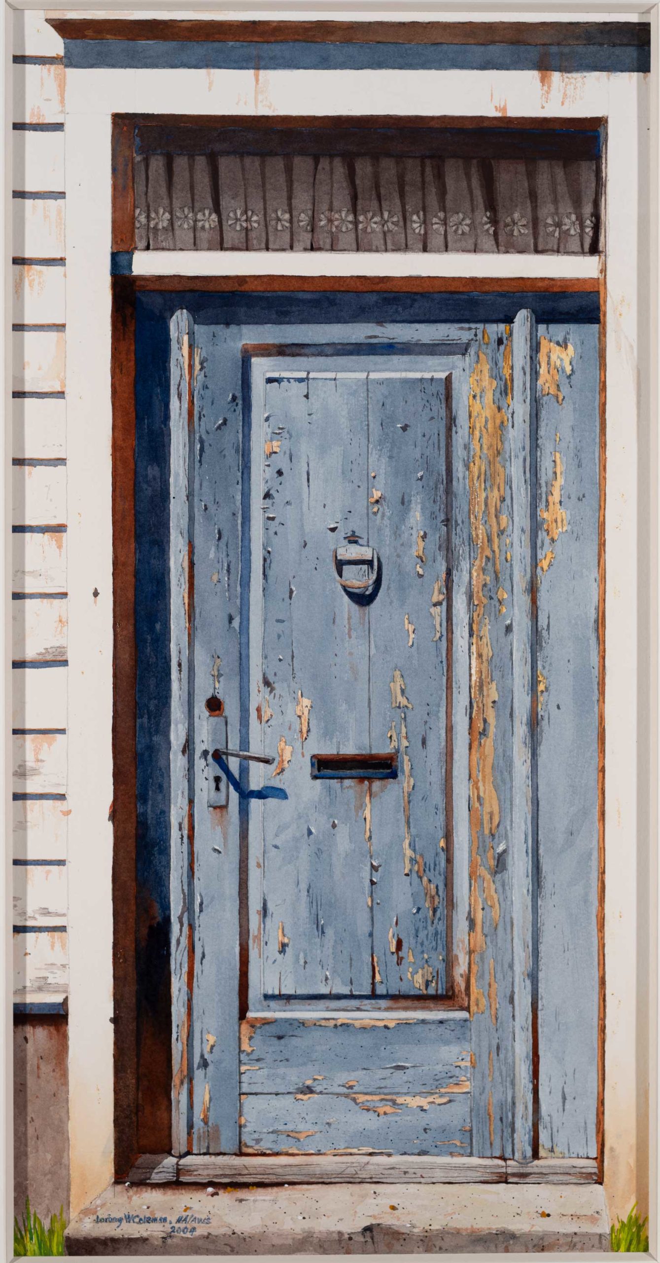 painting of blue door