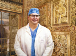 watercolor portrait of surgeon