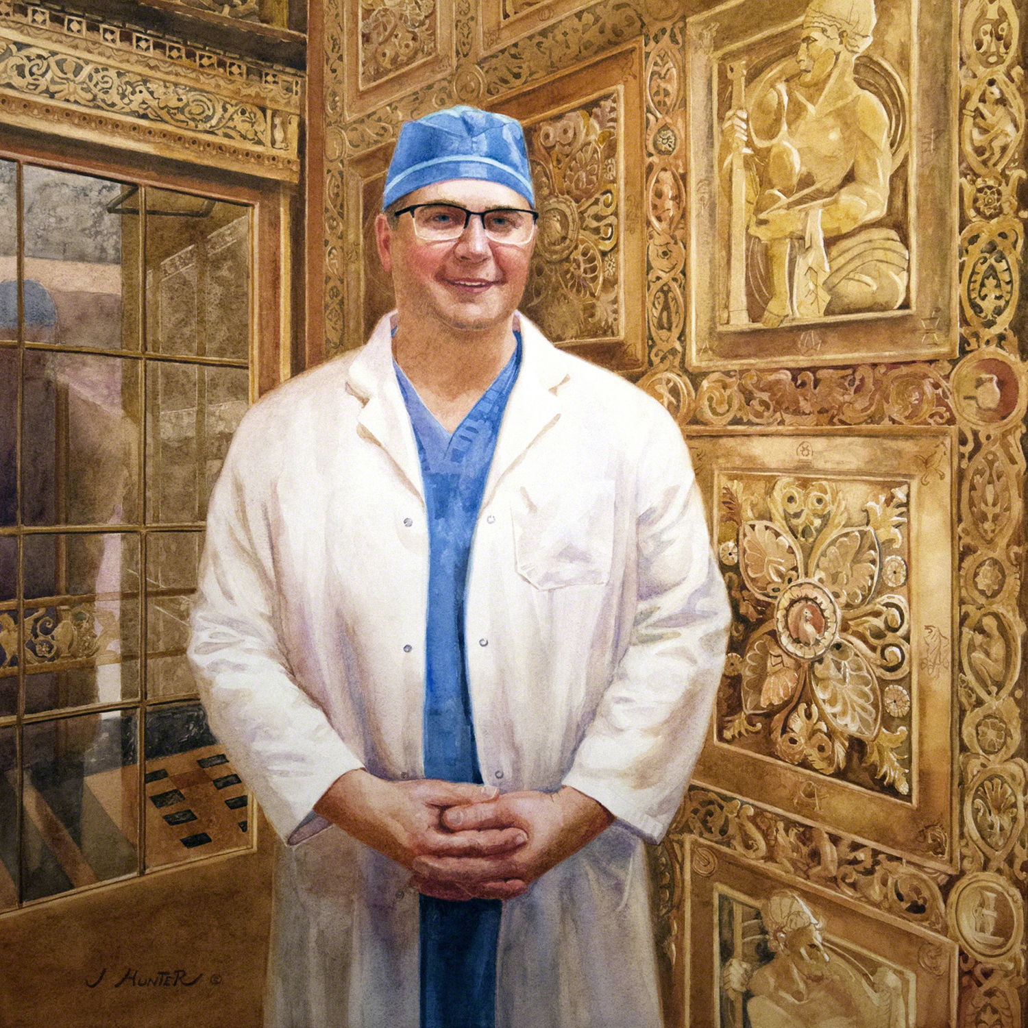watercolor portrait of surgeon