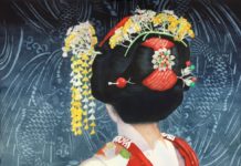 Don’t Be Afraid of the Darks watercolor painting of geisha