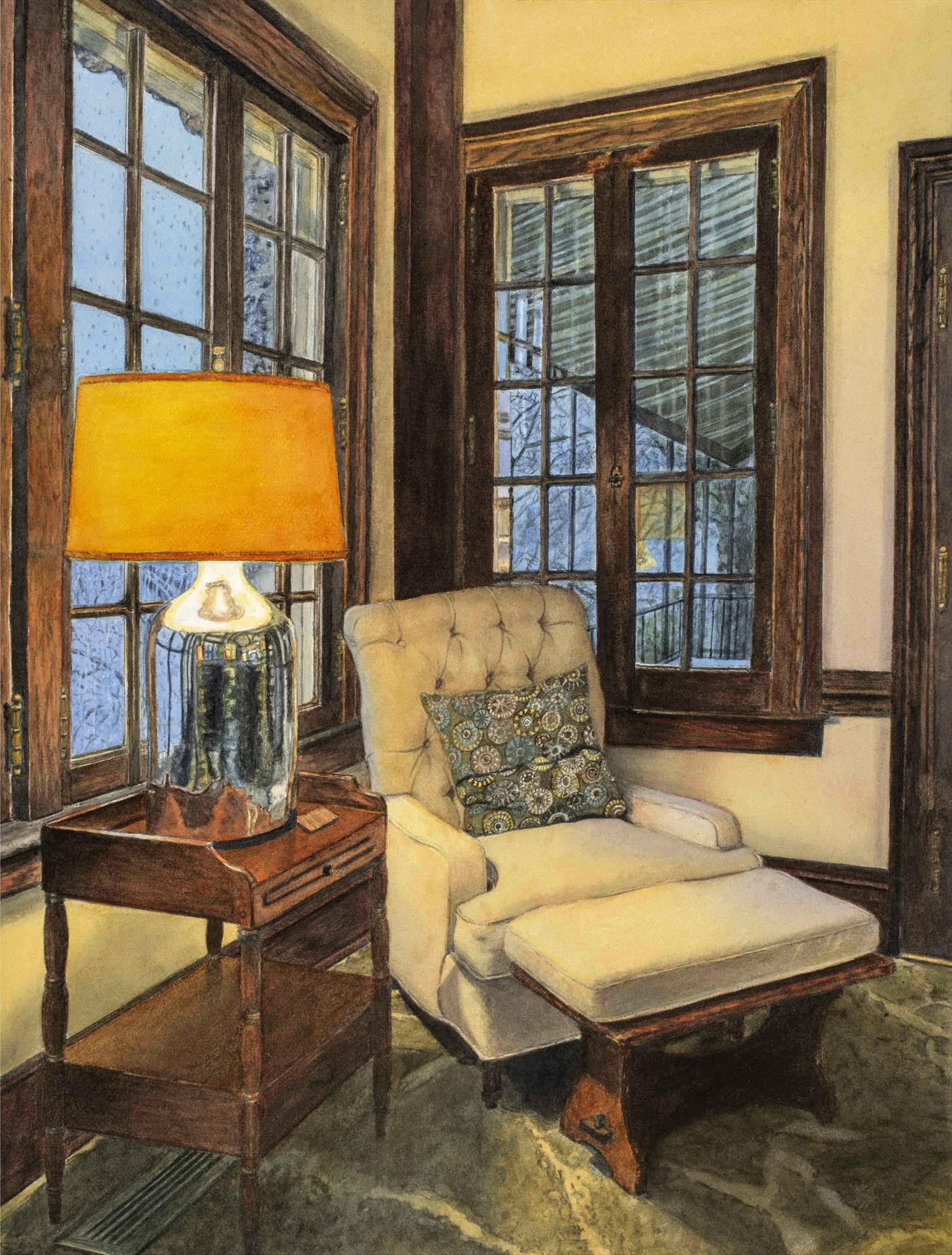 watercolor painting of interior