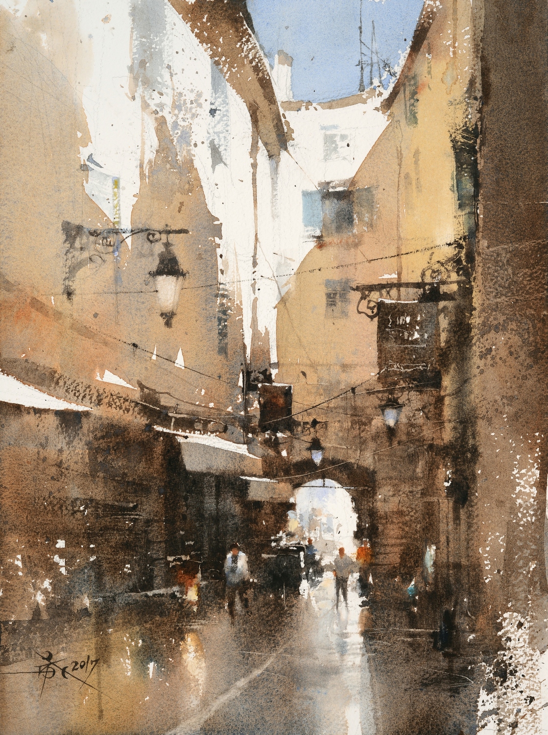 Frank Worthley Café guisante Even Masters Feel Doubt - American Watercolor