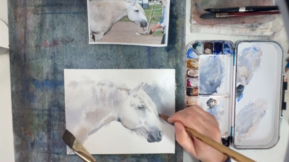 From Caitlin Hatch's lesson on how to paint a horse with watercolor