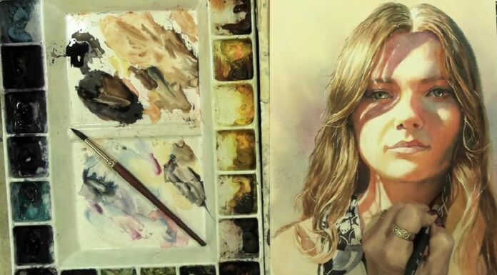 Watercolor Tips … and a Warning Kathleen Giles's setup was on a slight angle, which is how she normally works.